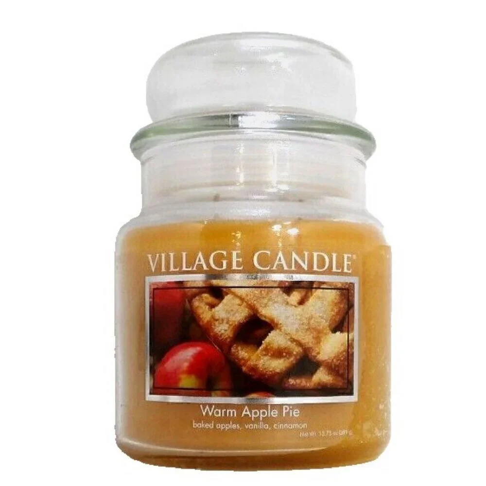 VILLAGE CANDLE Warm Apple Pie scent 13.75 oz NEW